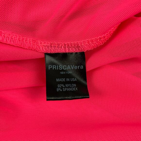PRISCAVera Size L Pink Nylon See Through Button Up Shirt - Picture 4 of 5